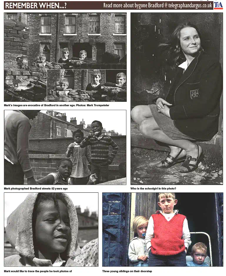 newspaper double page spread of photographs of Bradford