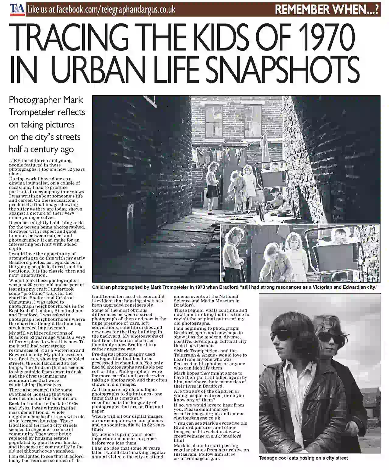 newspaper double page spread of photographs of Bradford