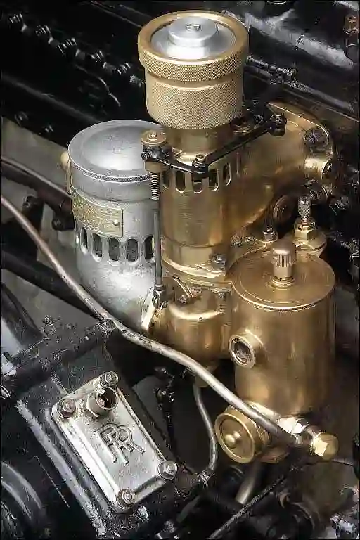 detail of rolls royce car engine