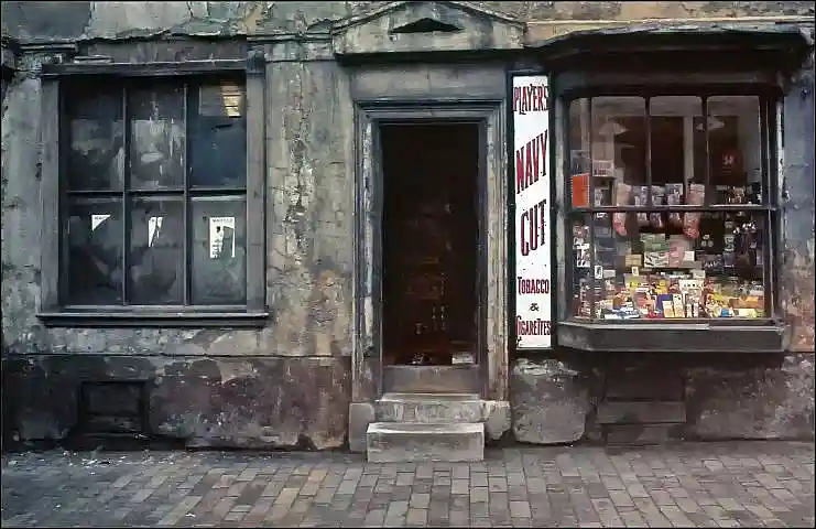 frontage of an old tobacconists shop