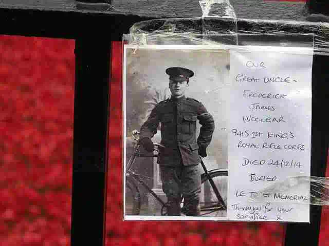 in memoriam tribute note to a first world war soldier