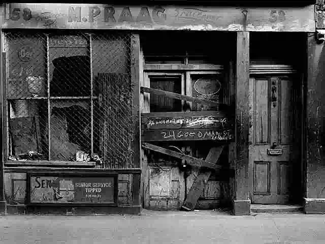 derelict old shop front in east end of london