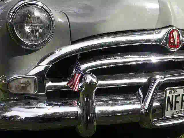 american car chrome bumper with american flag