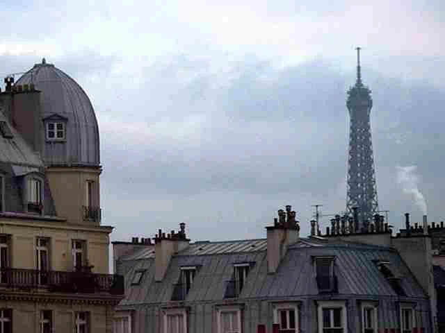 paris skyline and eiffel tower